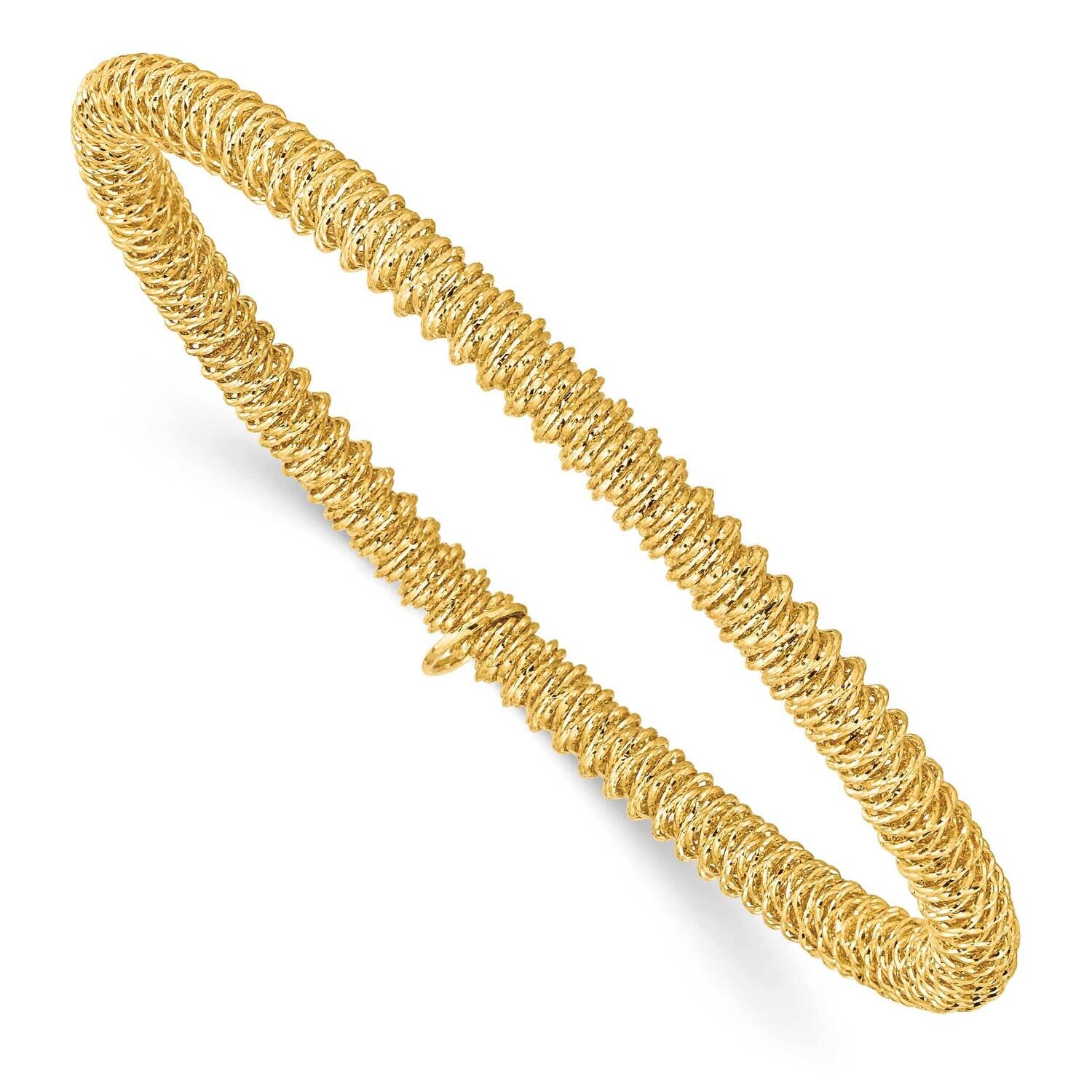 Gold-Tone Spiral Diamond-Cut Stretch Bracelet Sterling Silver QBR4511-YG