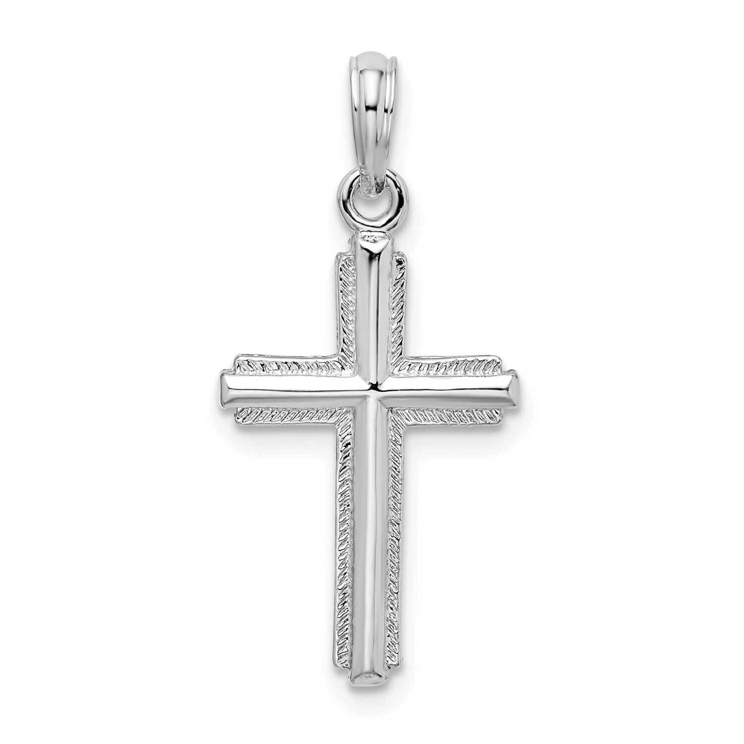 Striped Border Latin Cross Pendant Sterling Silver Polished QC10474, MPN: QC10474, 637218181711
