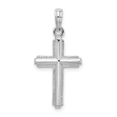 Striped Border Latin Cross Pendant Sterling Silver Polished QC10474, MPN: QC10474, 637218181711