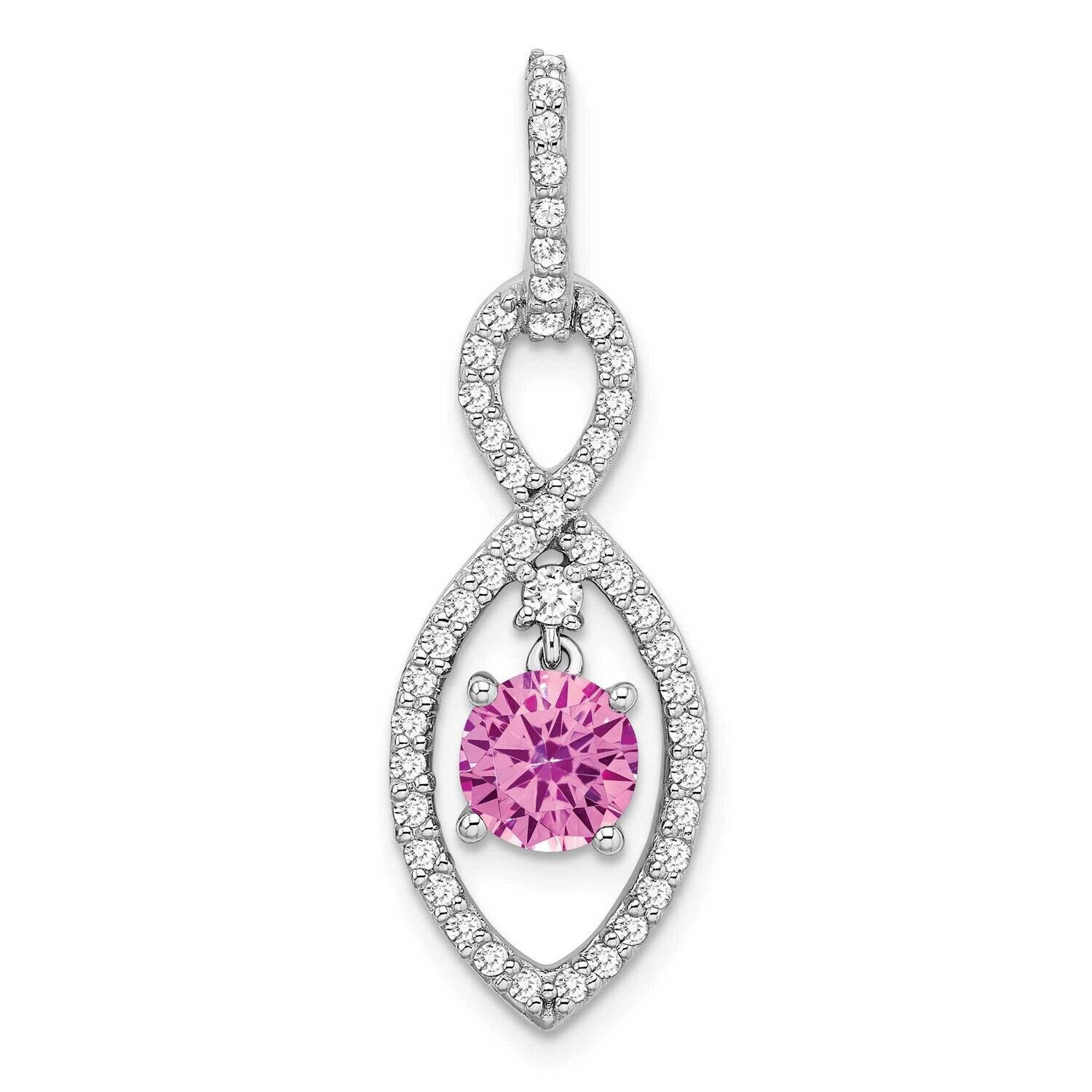 Created Pink Sapphire Diamond Pendant 14k White Gold PM7111-CPS-039-WA, MPN: PM7111-CPS-039-WA,