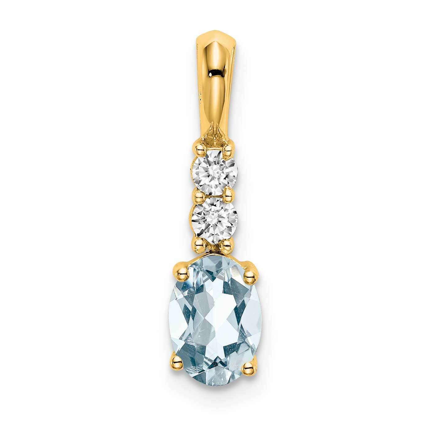 Oval Aquamarine Diamond Pendant 14k Gold PM7406-AQ-013-YA, MPN: PM7406-AQ-013-YA,