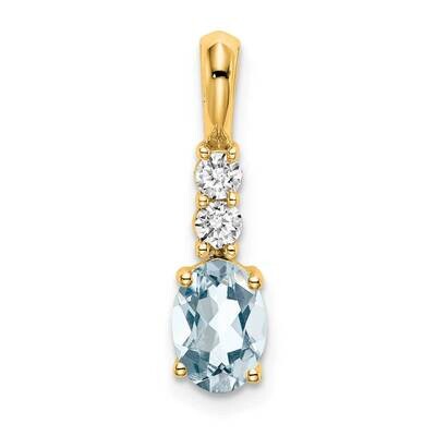 Oval Aquamarine Diamond Pendant 14k Gold PM7406-AQ-013-YA, MPN: PM7406-AQ-013-YA,