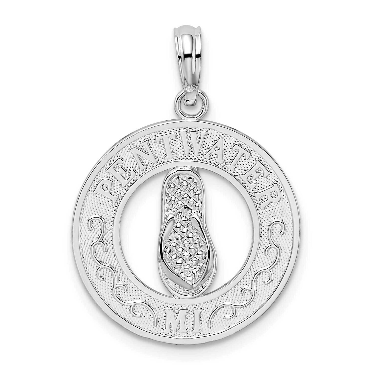 Pentwater Mi Circle Flip Flop Pendant Sterling Silver Polished QC10309, MPN: QC10309, 637218172597