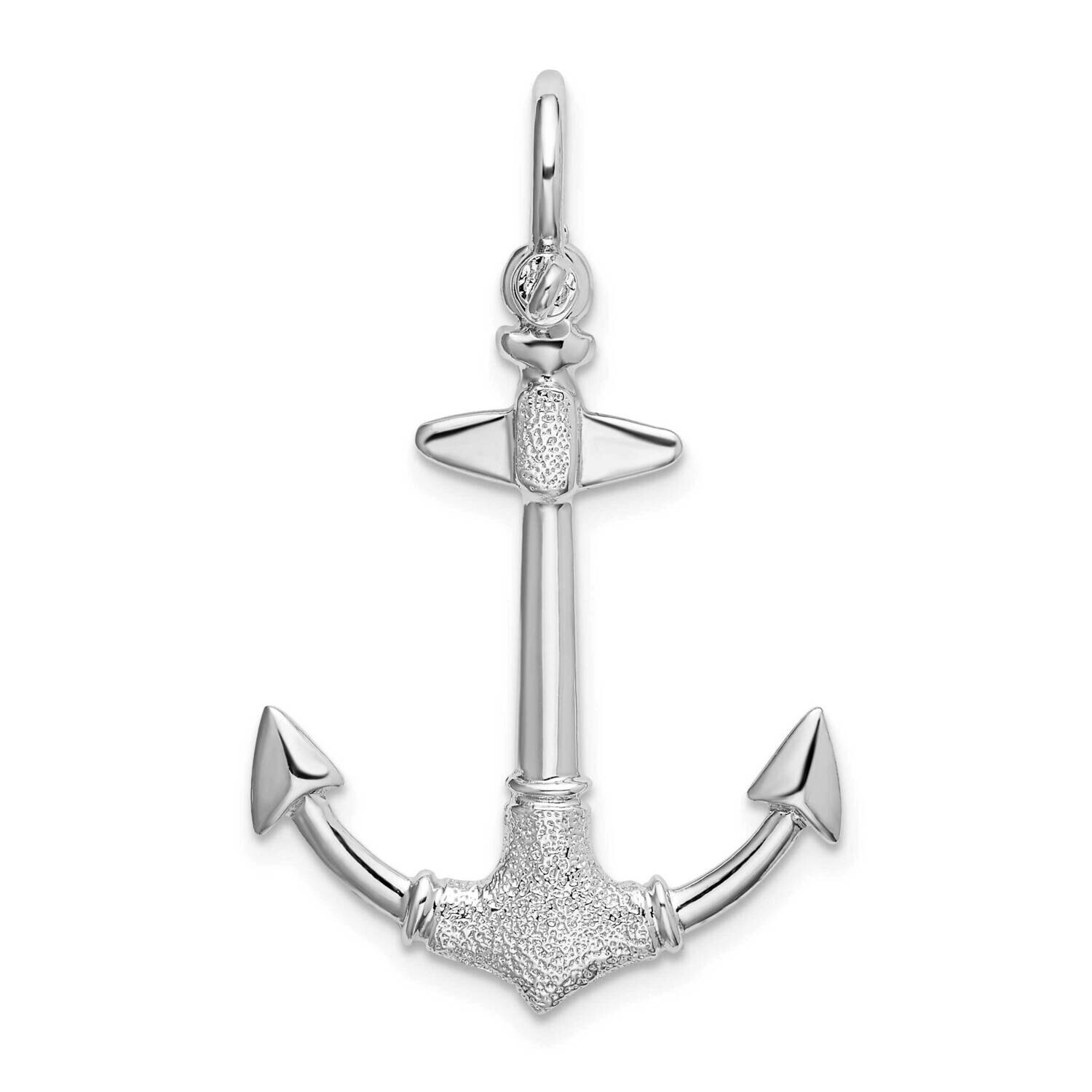 Polished/Textured 3D Anchor Pendant Sterling Silver QC10572, MPN: QC10572, 637218184378