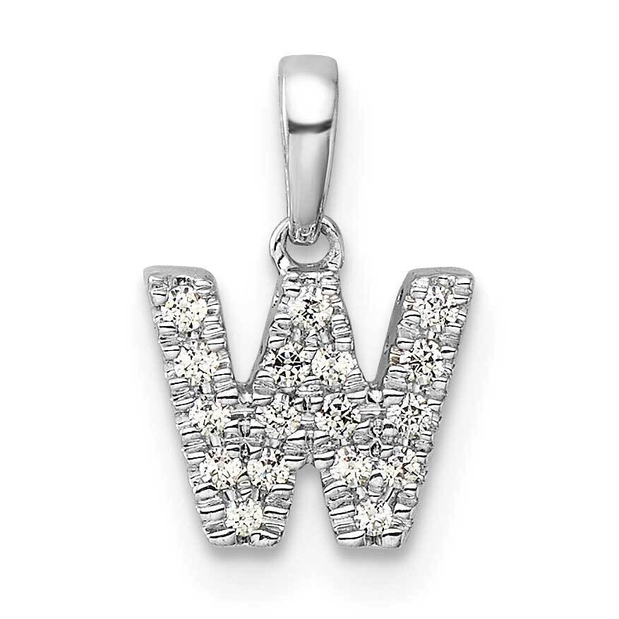 Diamond Letter W Initial Bail Pendant 14k White Gold PM9797W-011-WA, MPN: PM9797W-011-WA,