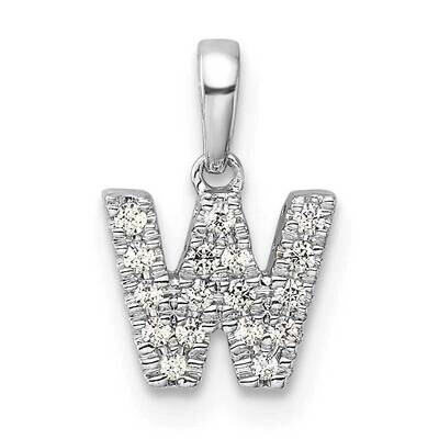 Diamond Letter W Initial Bail Pendant 14k White Gold PM9797W-011-WA, MPN: PM9797W-011-WA,