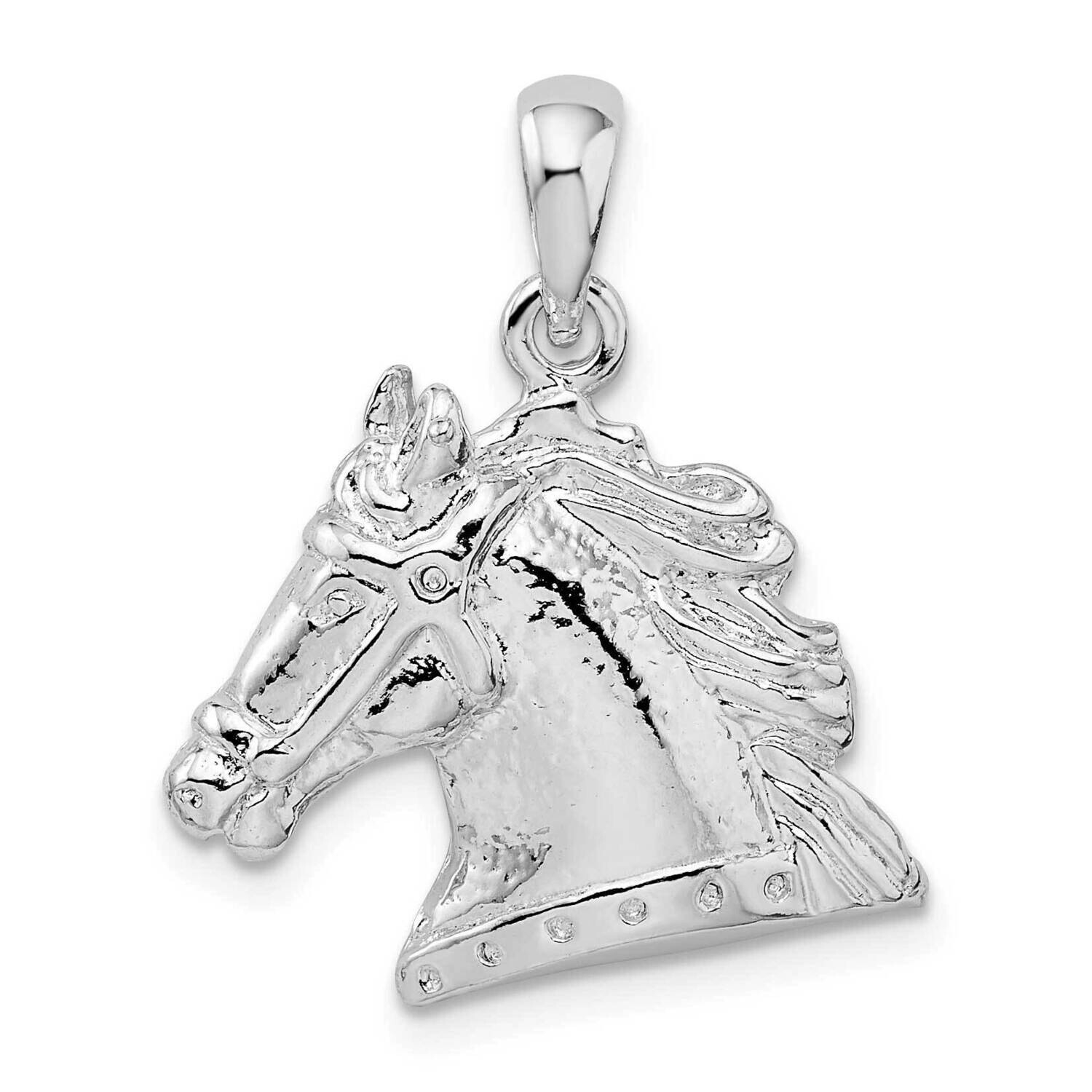 Horse Head Pendant Sterling Silver Polished QC10557