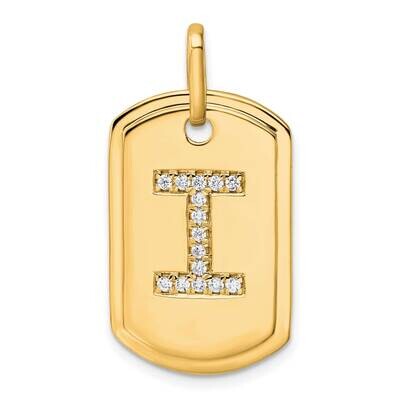 Diamond Initial I Dog Tag Charm 14k Gold PM9842I-018-YA, MPN: PM9842I-018-YA,