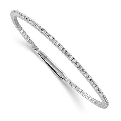 Sterling Shimmer 76 Stone CZ Flexible Bangle Bracelet Sterling Silver Rhodium-Plated QB1362, MPN: Q…