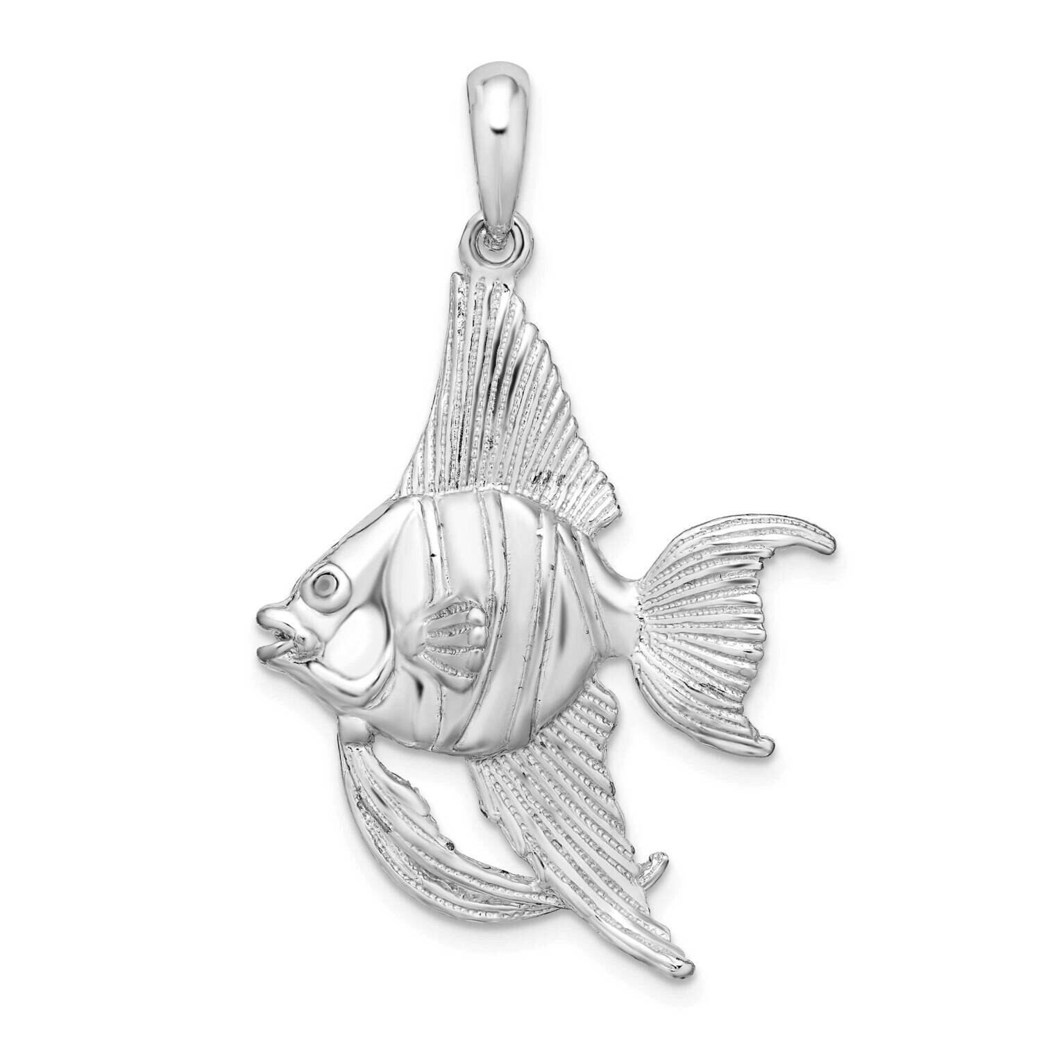 Textured 3D Angel Fish Pendant Sterling Silver Polished QC10031, MPN: QC10031, 637218156030