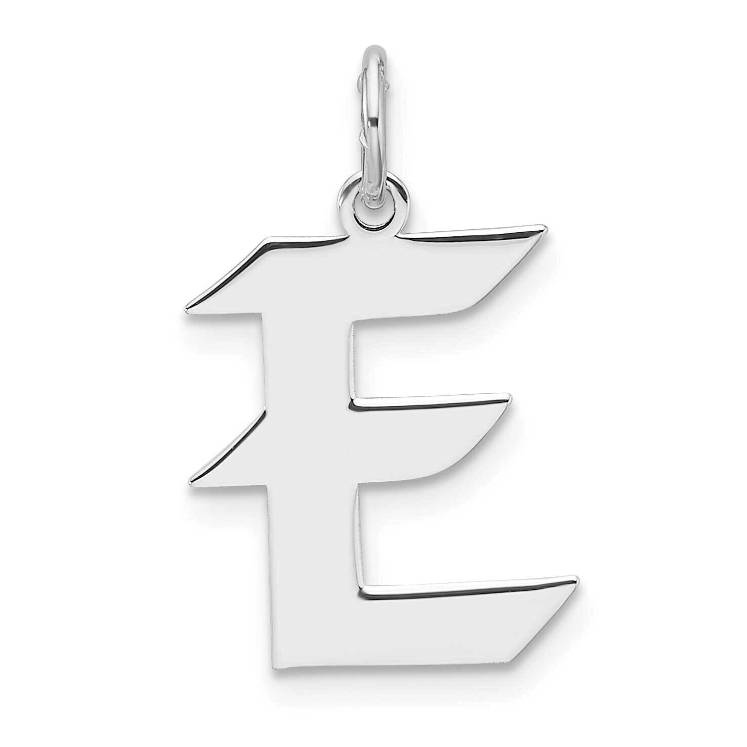 Small Artisan Block Letter E Initial Charm Sterling Silver Rhodium-Plated QC11256E