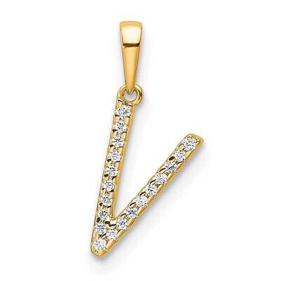 Diamond Letter V Initial Pendant 10k Gold PM9798V-006-1YA, MPN: PM9798V-006-1YA,