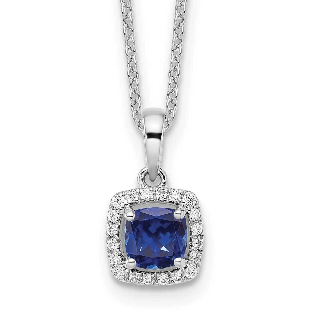 Diamond Created Sapphire Pendant Necklace 14k White Gold PM8582-CSA-010-WLG, MPN: PM8582-CSA-010-WL…