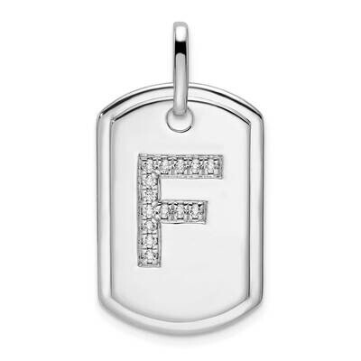 Diamond Initial F Dog Tag Charm 14k White Gold PM9842F-017-WA, MPN: PM9842F-017-WA,