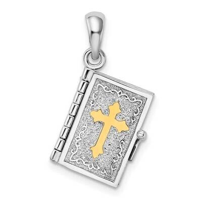 Sterling Silver Textured Lords Prayer Bible Cross Pendant 14k Gold QC10856G, MPN: QC10856G, 6372181…
