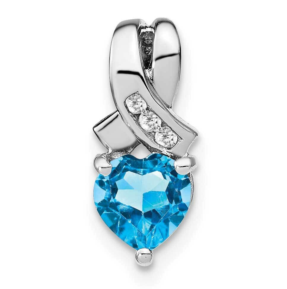 Blue Topaz Diamond Pendant Sterling Silver Rhodium-Plated PM7401-BT-003-SSA