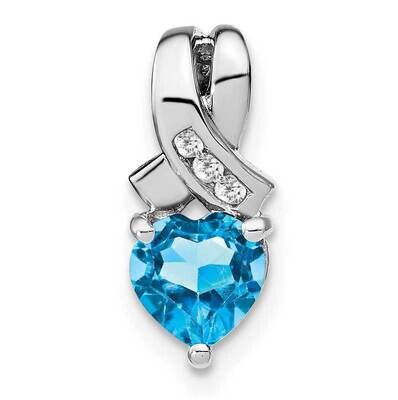 Blue Topaz Diamond Pendant Sterling Silver Rhodium-Plated PM7401-BT-003-SSA, MPN: PM7401-BT-003-SSA,