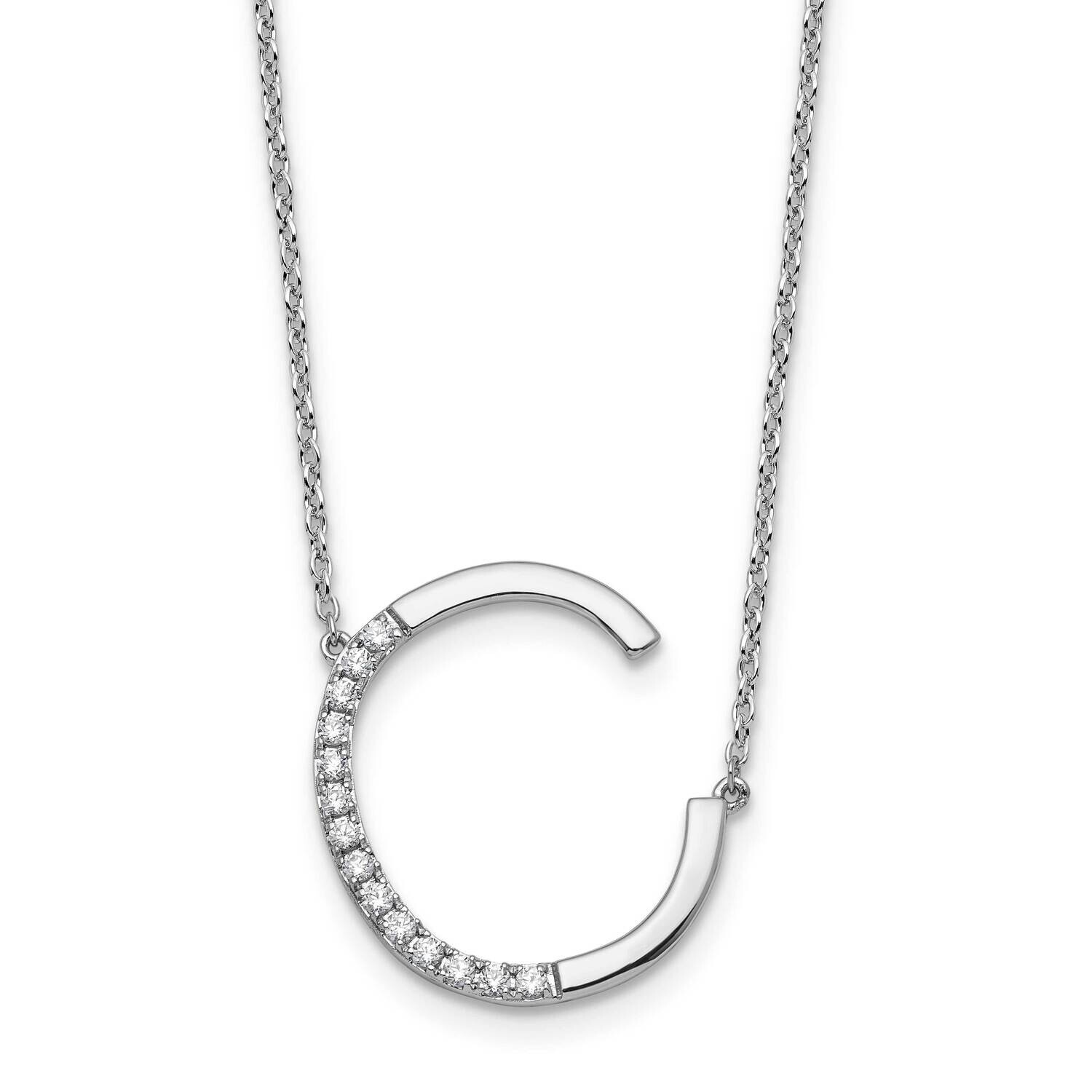 Sideways Diamond Initial C Necklace 14k White Gold PM9844C-017-WA, MPN: PM9844C-017-WA,