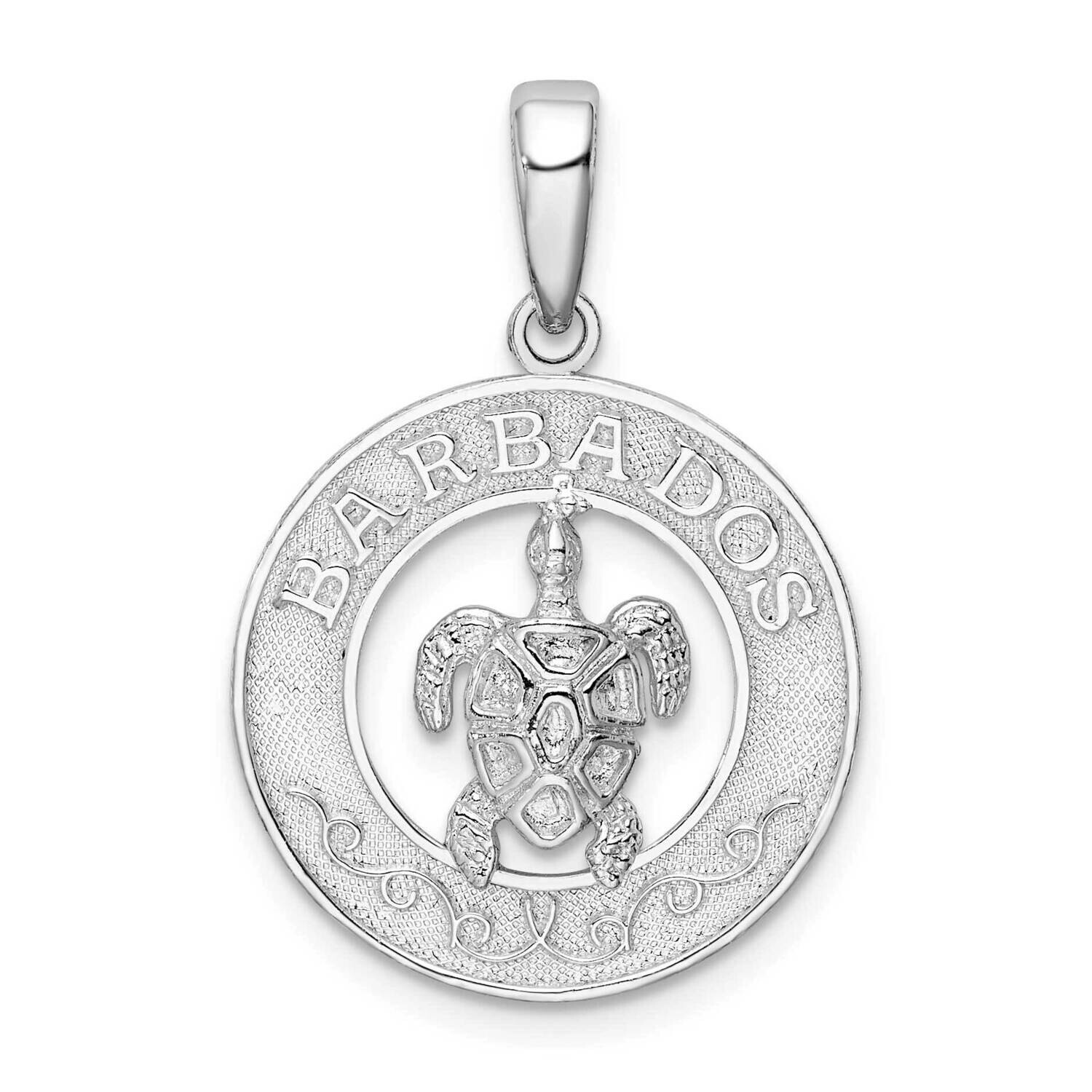 Barbados Turtle Circle Pendant Sterling Silver Polished QC10103, MPN: QC10103, 637218160815