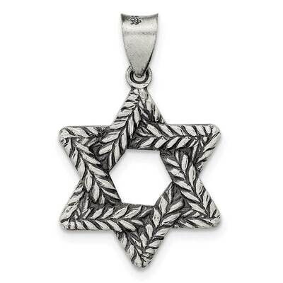 Antiqued Textured Solid Star Of David Pendant Sterling Silver QC11241, MPN: QC11241,