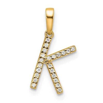 Diamond Letter K Initial Pendant 14k Gold PM9798K-007-YA, MPN: PM9798K-007-YA,