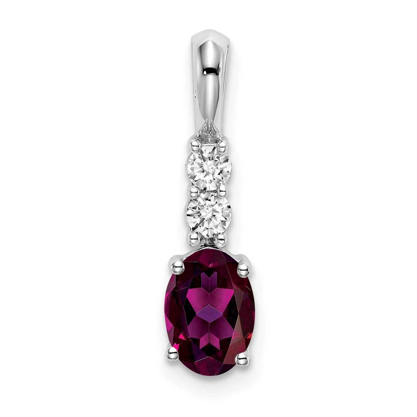 Oval Rhodolite Garnet Diamond Pendant 14k White Gold PM7406-RG-013-WA, MPN: PM7406-RG-013-WA, 19110…