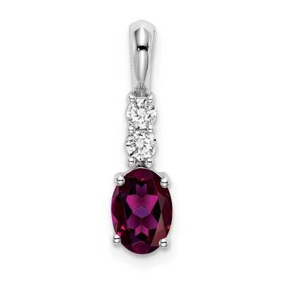 Oval Rhodolite Garnet Diamond Pendant 14k White Gold PM7406-RG-013-WA, MPN: PM7406-RG-013-WA, 19110…