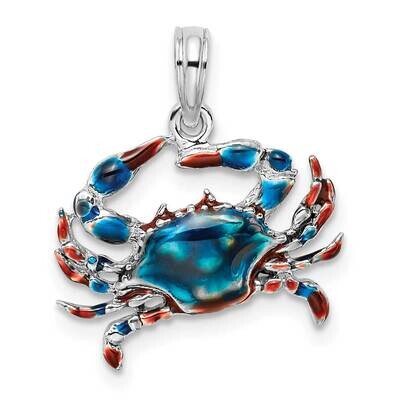 Enameled Blue Crab Pendant Sterling Silver Polished QC10734 by Men&#39;s Jewelry and Accessories, MPN: …