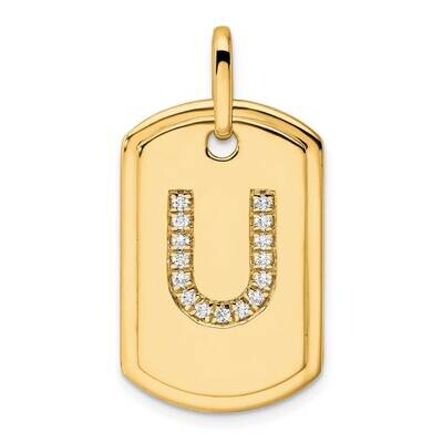 Diamond Initial U Dog Tag Charm 14k Gold PM9842U-018-YA, MPN: PM9842U-018-YA,