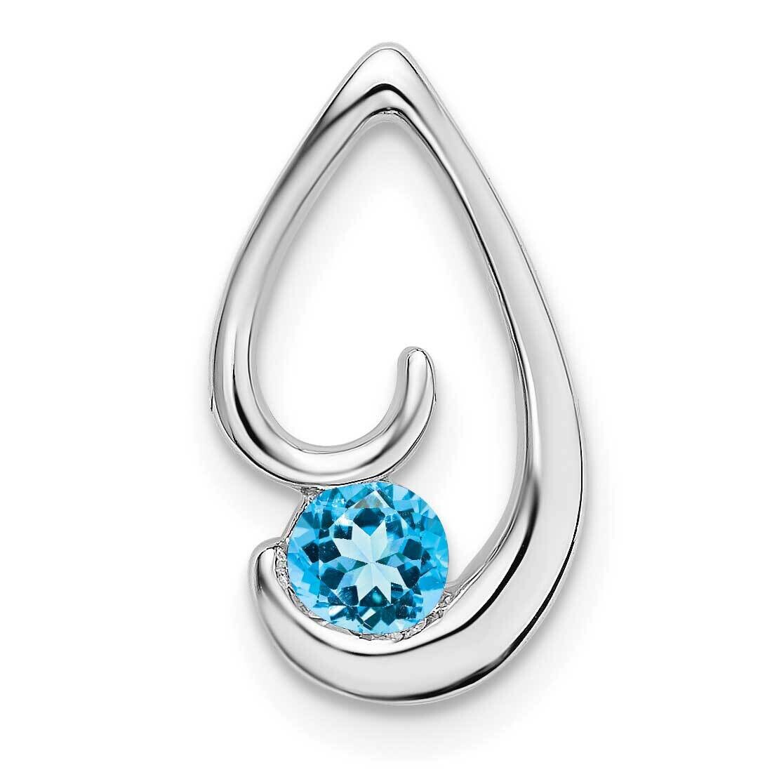 Blue Topaz Chain Slide 14k White Gold PM7145-BT-W, MPN: PM7145-BT-W,