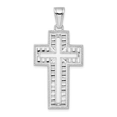 Beaded Edge Center Latin Cross Pendant Sterling Silver QC10196, MPN: QC10196, 637218169641