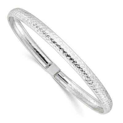 Diamond-Cut Flexible Bangle Sterling Silver Polished QB1496, MPN: QB1496,