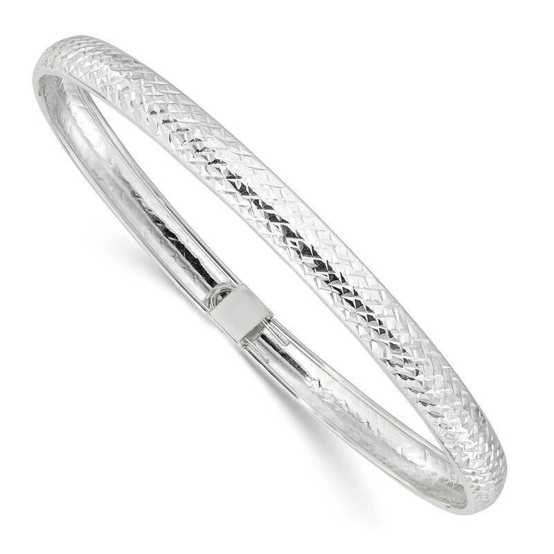 Diamond-Cut Flexible Bangle Sterling Silver Polished QB1496