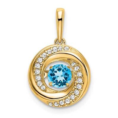Round Blue Topaz Diamond Pendant 14k Gold PM7143-BT-011-YA, MPN: PM7143-BT-011-YA,