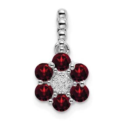 Garnet Diamond Floral Pendant 14k White Gold PM7191-GA-003-WA, MPN: PM7191-GA-003-WA,