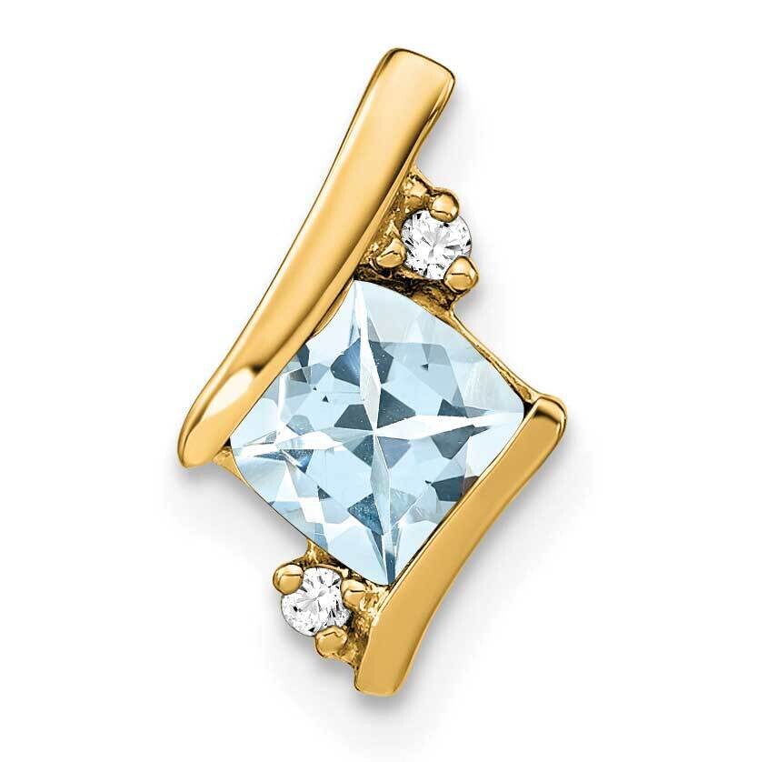 Cushion Aquamarine Diamond Chain Slide 10k Gold PM7398-AQ-002-1YA, MPN: PM7398-AQ-002-1YA,