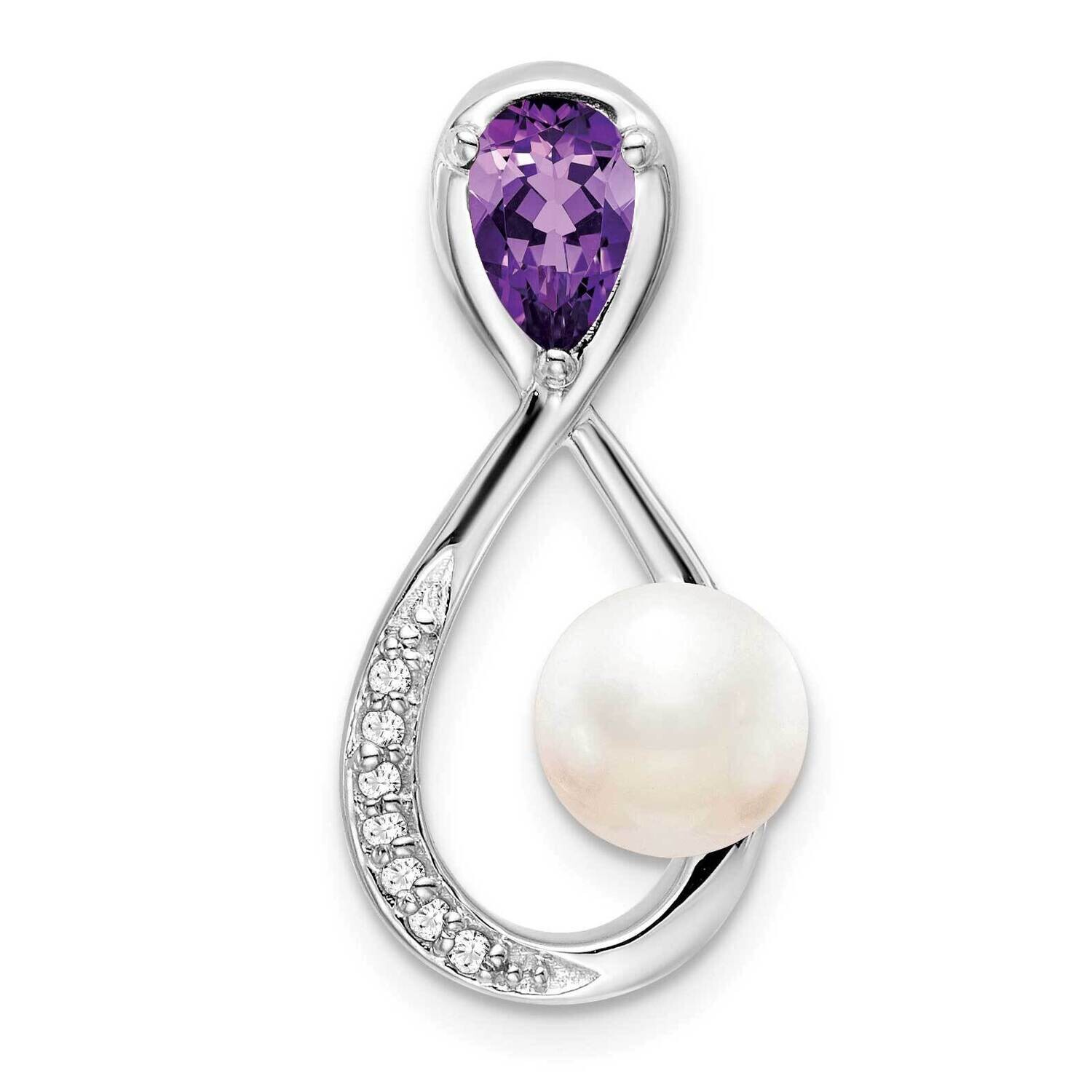 Amethyst Fwc Pearl Diamond Infinity Chain Slide 14k White Gold PM7182-AM-003-WA, MPN: PM7182-AM-003…