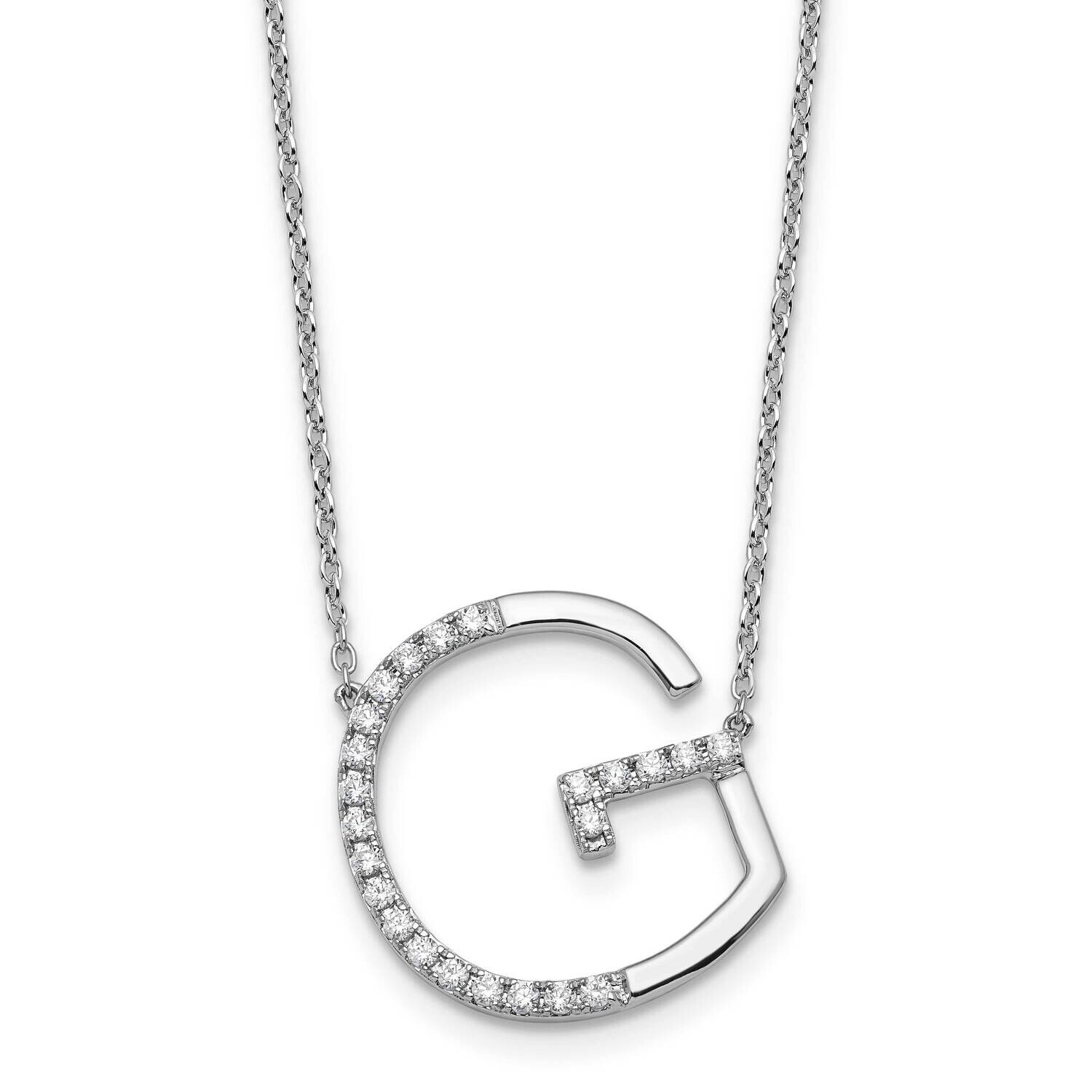 Sideways Diamond Initial G Necklace 14k White Gold PM9844G-028-WA, MPN: PM9844G-028-WA,