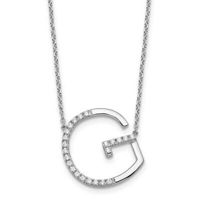 Sideways Diamond Initial G Necklace 14k White Gold PM9844G-028-WA, MPN: PM9844G-028-WA,