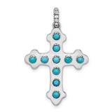 Turquoise White Topaz Cross Pendant 14k White Gold PM7418-BTQ-W, MPN: PM7418-BTQ-W, 883957845357