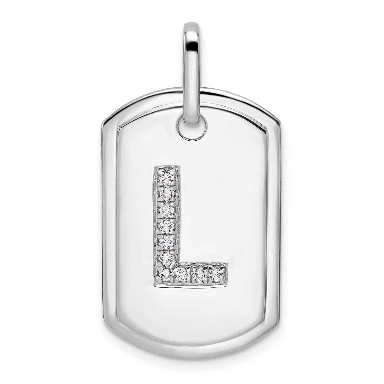 Diamond Initial L Dog Tag Charm 14k White Gold PM9842L-012-WA, MPN: PM9842L-012-WA,