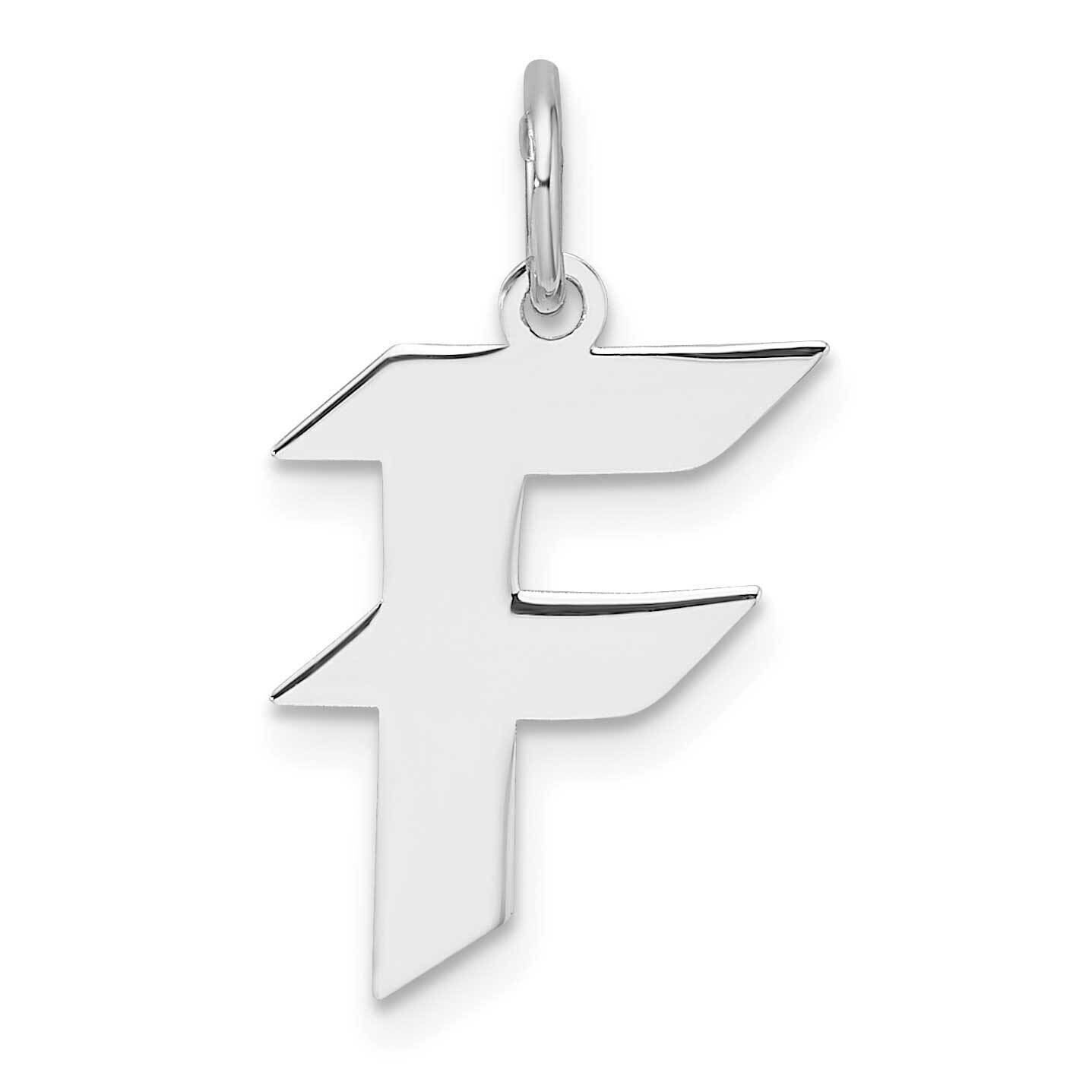 Small Artisan Block Letter F Initial Charm Sterling Silver Rhodium-Plated QC11256F, MPN: QC11256F,