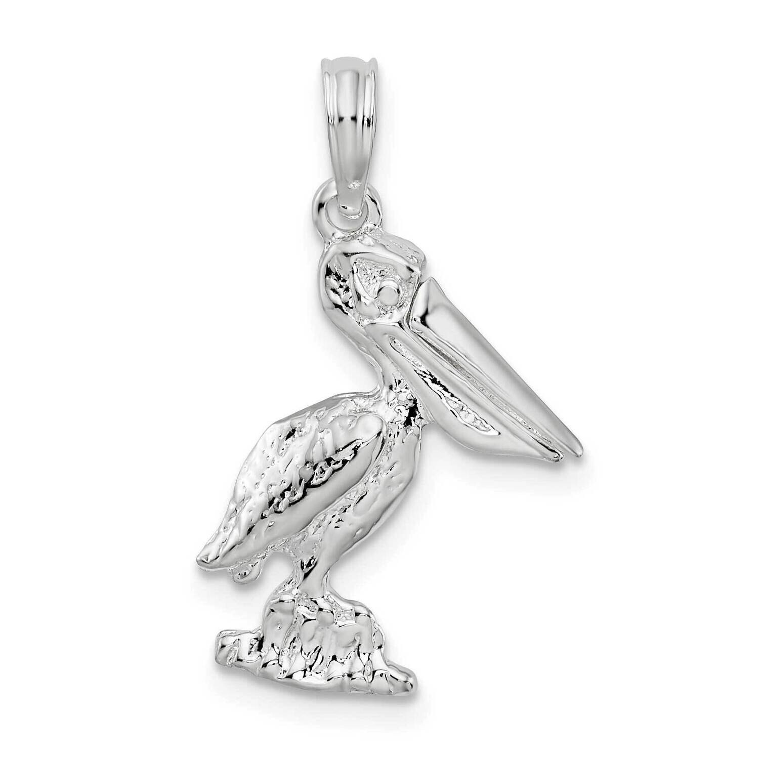 Small 3D Standing Moveable Mouth Pelican Pendant Sterling Silver QC10191, MPN: QC10191, 637218169542