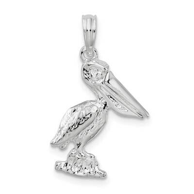 Small 3D Standing Moveable Mouth Pelican Pendant Sterling Silver QC10191, MPN: QC10191, 637218169542