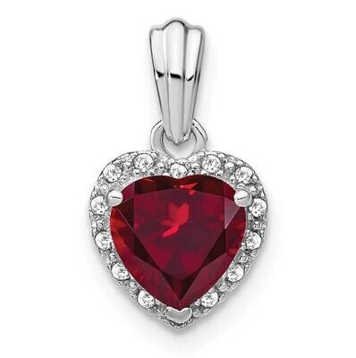 Diamond Created Ruby Pendant 14k White Gold PM7400-CRU-007-WLG, MPN: PM7400-CRU-007-WLG, 8839578933…