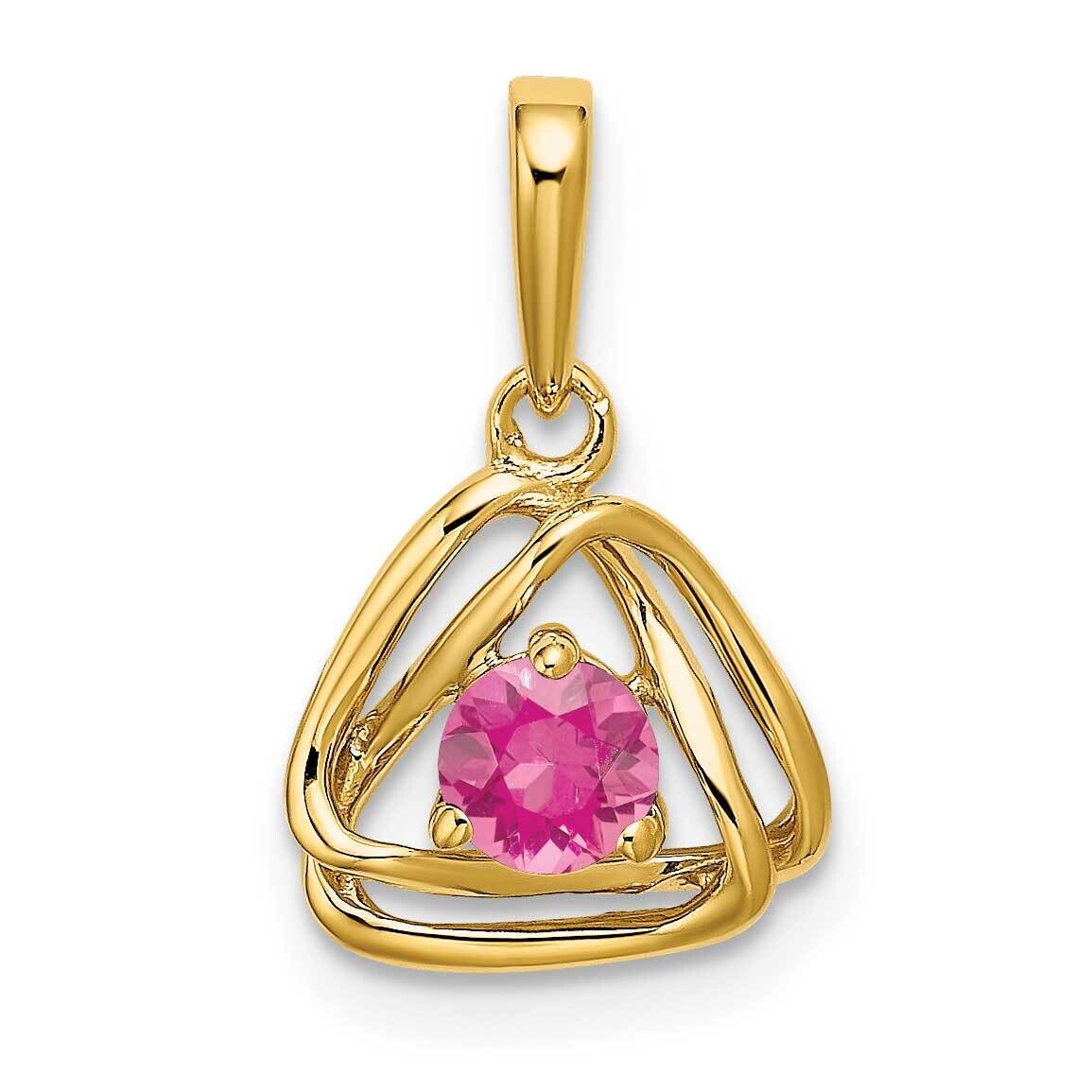 Pink Tourmaline Triangle Pendant 14k Gold PM7395-PT-Y, MPN: PM7395-PT-Y, 191101400544