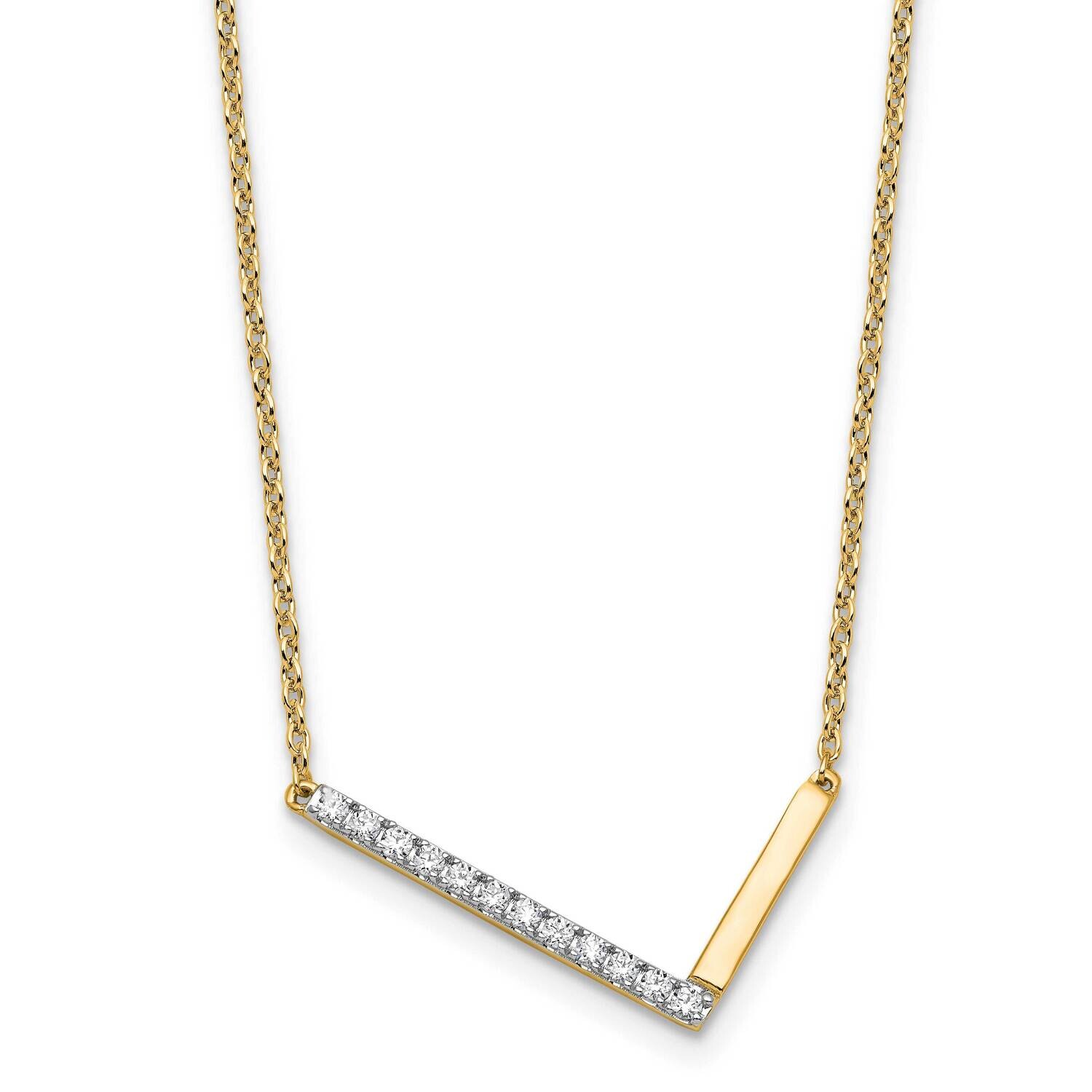 Sideways Diamond Initial L Necklace 14k Gold PM9844L-014-YA