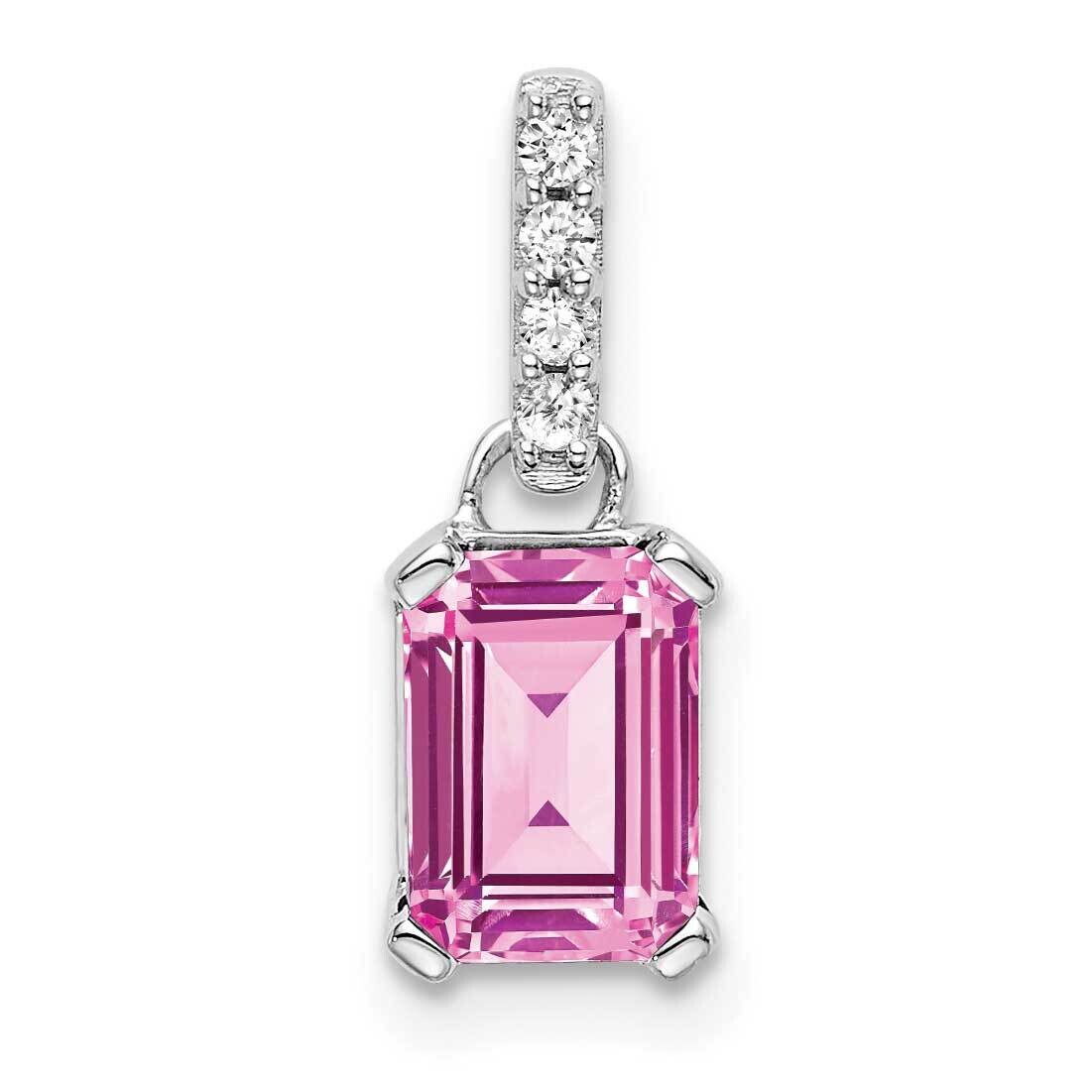 Diamond Created Pink Sapphire Pendant 14k White Gold PM7410-CPS-004-WLG