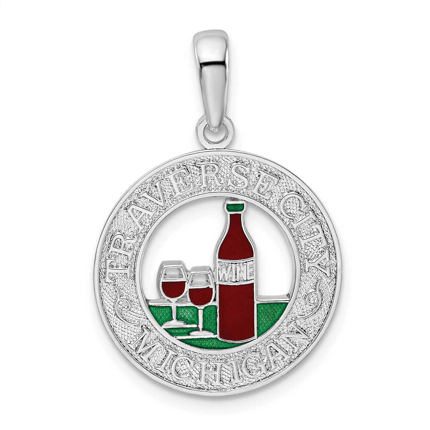 Enamel Traverse Citymi Wine Pendant Sterling Silver Polished QC10690, MPN: QC10690, 637218146956