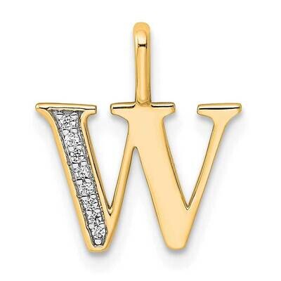 Diamond Letter W Initial Pendant 10k Gold PM8365W-003-1YA, MPN: PM8365W-003-1YA,